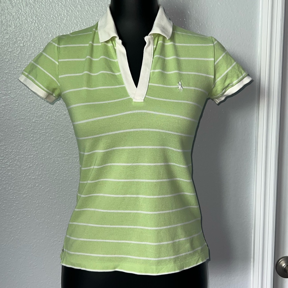 Ralph Lauren Light Green Striped Polo Tee